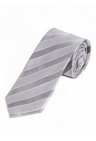 Überlange Streifen-Krawatte silber schneeweiß