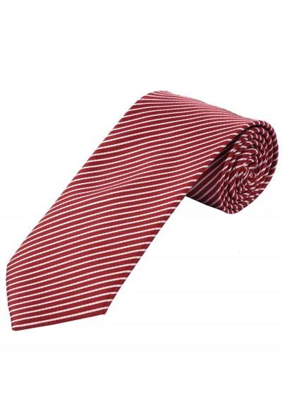 Überlange Krawatte dünne Streifen mittelrot weiß