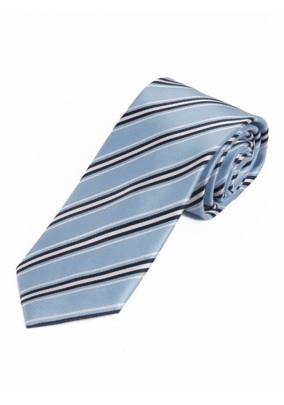Überlange Krawatte modisches Streifen-Muster hellblau tiefschwarz schneeweiß