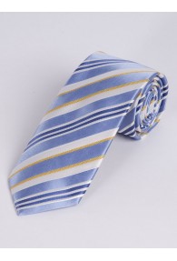 Krawatte XXL  raffiniertes Streifen-Dessin hellblau  weiß gelb