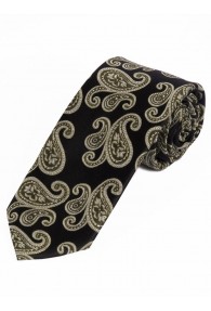 Lange Krawatte Paisley-Motiv nachtschwarz sandfarben