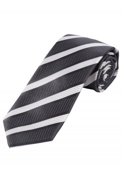XXL Krawatte Struktur-Pattern Streifen anthrazit schneeweiß