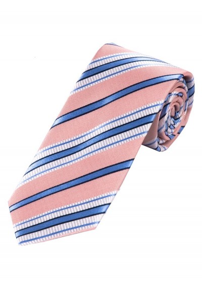 Stylische XXL  Krawatte gestreift rosé perlweiß hellblau