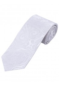 Überlange Paisley-Muster-Krawatte unifarben perlweiß