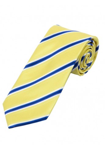 Stylische XXL  Krawatte gestreift gelb schneeweiß blau