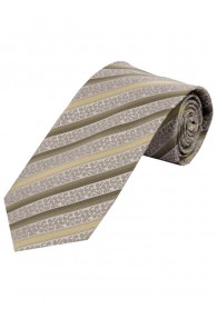 Überlange Krawatte florales Muster Streifen creme