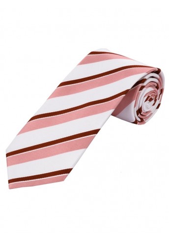 Auffallende  XXL Krawatte gestreift weiß bordeaux rosé
