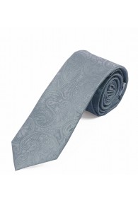 Paisleymuster-Krawatte XXL  monochrom silber