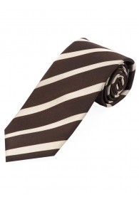 Lange Streifen-Krawatte dunkelbraun beige