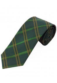 Lange Krawatte gediegenes Linienkaro dunkelgrün braun