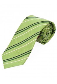 Lange Krawatte kultiviertes Linienkaro hellgrün schneeweiß