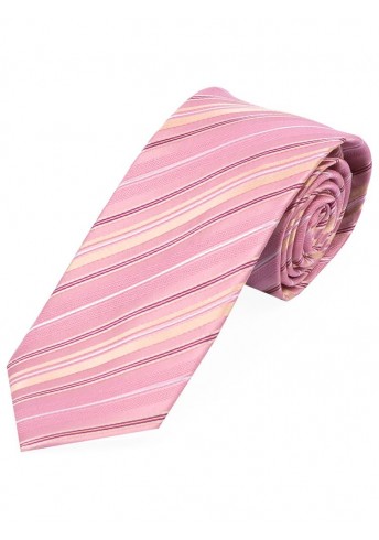 Lange Krawatte topmodisches Streifenmuster  rosa, weiß und bordeaux