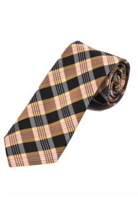 Überlange Karo-Design-Krawatte schwarz apricot