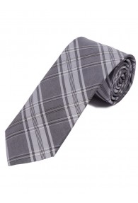 Überlange Karo-Design-Krawatte anthrazit hellgrau