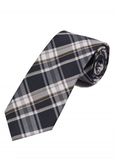 Überlange Glencheckdesign-Krawatte dunkelgrau silber
