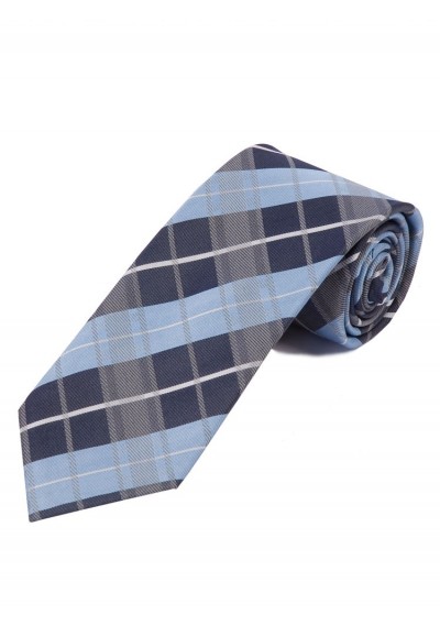 Überlange Karo-Design-Krawatte hellblau marineblau