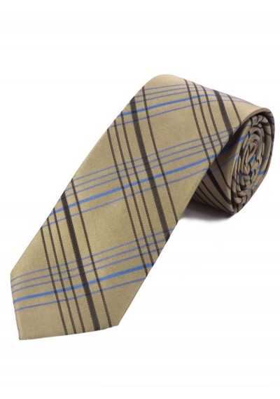 XXL Krawatte elegantes Linienkaro sandfarben himmelblau