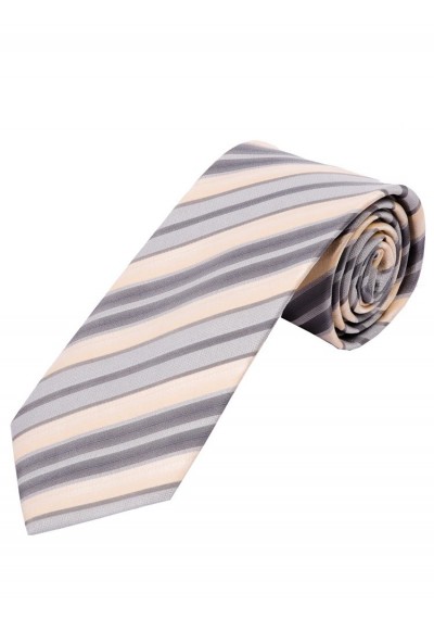 XXL-Streifen-Krawatte creme silbergrau