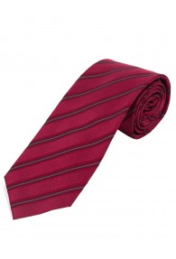 Lange Streifen-Krawatte  rot und silber