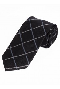 XXL-Krawatte kultiviertes Linienkaro asphaltschwarz silber