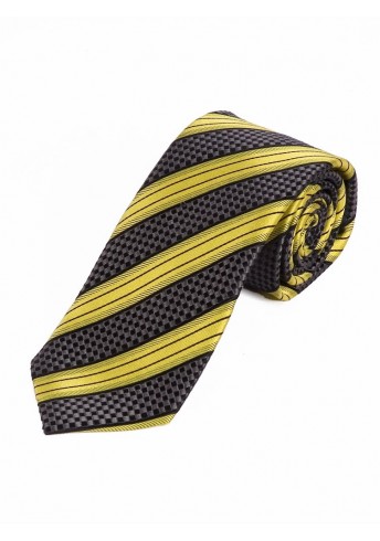 Sevenfold-Krawatte Streifendessin anthrazit gelb