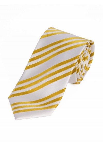 Sevenfold-Krawatte Streifendessin perlweiß goldgelb