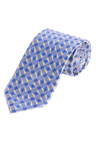 Breite Krawatte hellblau Viereck-Ornamente
