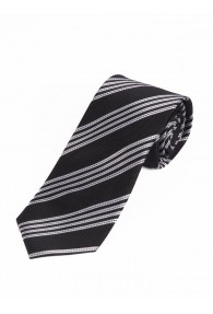 Extra breite Streifen-Krawatte anthrazit perlweiß