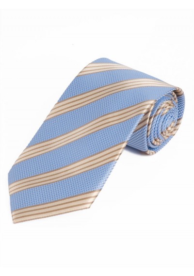 Markante  breite Krawatte gestreift taubenblau ecru und beige