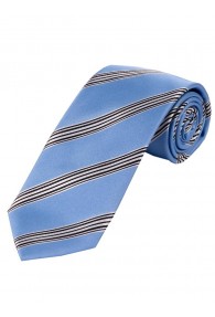 Modische breite Krawatte gestreift taubenblau weiß schwarz