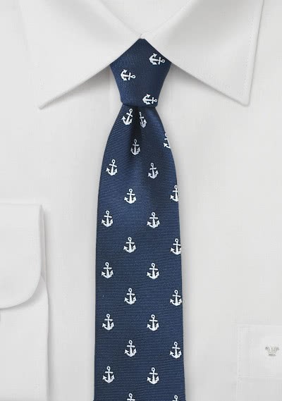 Krawatte Jungens Anker-Motiv marineblau