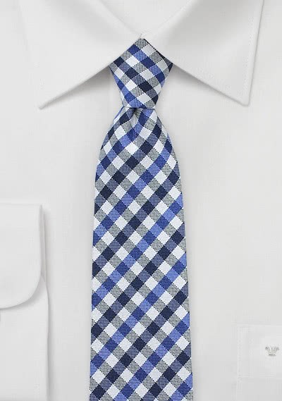 Krawatte filigranes Vichykaro navy blau