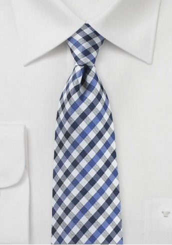 Krawatte Vichy-Karo ultramarinblau navyblau