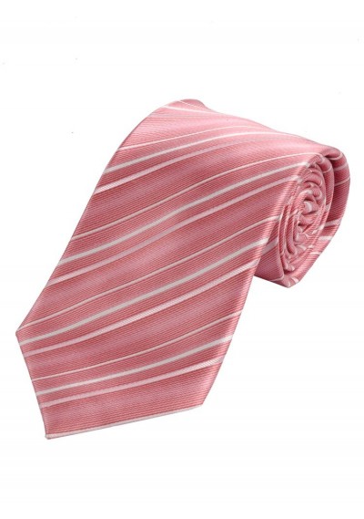Streifen-Krawatte in klassischer Breite rose perlweiß