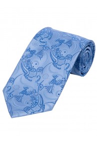 Markante Krawatte breit  Rankenmuster eisblau