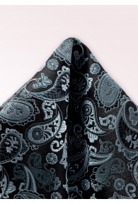 Ziertuch Paisleymuster schwarz und hellblau