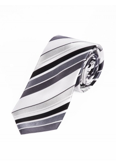 Sevenfold-Krawatte streifig silbergrau perlweiß tiefschwarz