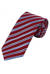 Sevenfold-Krawatte streifig rot taubenblau weiß