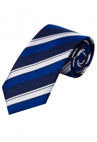 Sevenfold-Krawatte gestreift marineblau königsblau weiß