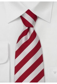 Gestreifte Krawatte rot / silbrig-weiß