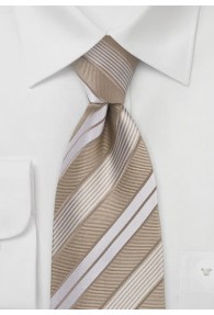 Modisch gestreifte Krawatte in Beige und Perlweiß