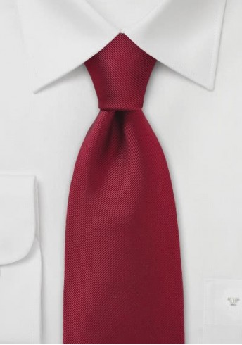 Einfarbige Krawatte mit Rippsstruktur in Burgunderrot