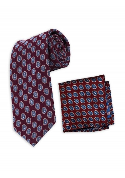 Krawatte Krawatten Set mit Einstecktuch Schlips Binder de Luxe 522 Bordeaux 