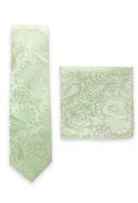 Set Krawatte und Ziertuch Paisley-Muster türkis