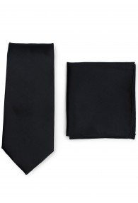 Krawatte und Kavaliertuch im Set - schwarz