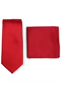 Krawatte und Ziertuch im Set - dunkelrot