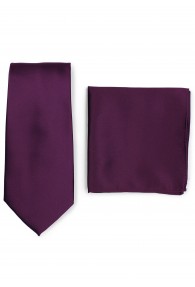 Krawatte und Ziertuch im Set - aubergine