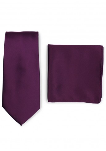 Krawatte und Ziertuch im Set - aubergine