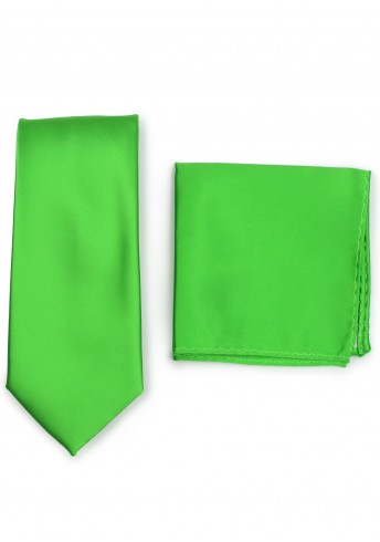 Krawatte und Kavaliertuch im Set - giftgrün