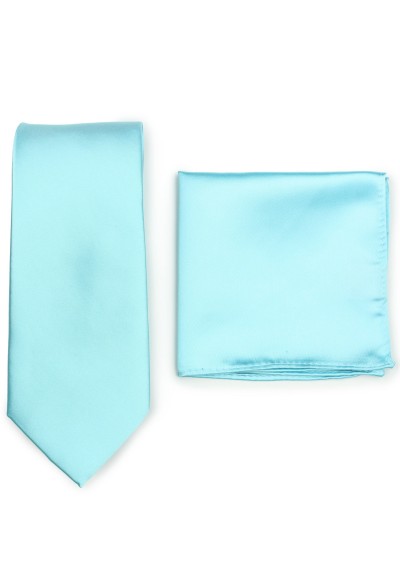 Krawatte und Einstecktuch im Set - mint